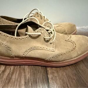 Cole Haan Lunar Grand Tan Suede Brogue Shoes